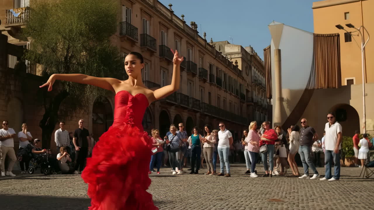 Flamenco Dance Performance in a European Plaza