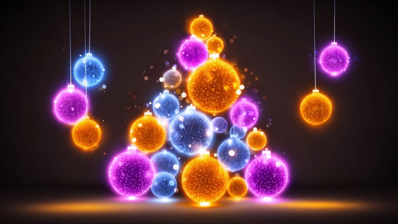 A Stunning Display of Colorful Ornaments in a Sparkling Arrangement, Perfectly Capturing the Festive Spirit with Bright Hues and Glittering Energy for Celebratory Moments