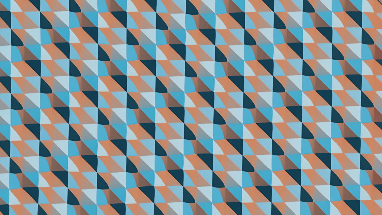 Geometric pattern with blue and orange shapes creating seamless animation, copy space, looping , sea