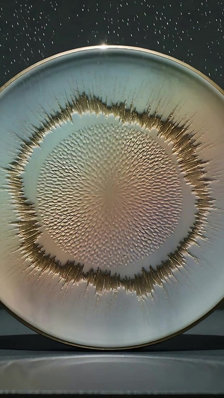 Vertical video: Responding to light shift disc showing rippling bumps and warming colors at plinth