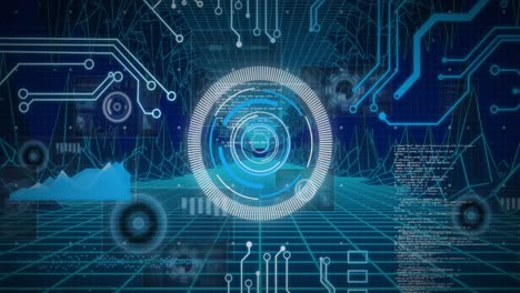 Animation-of-scope-scanning-and-data-processing-over-computer-circuit-board