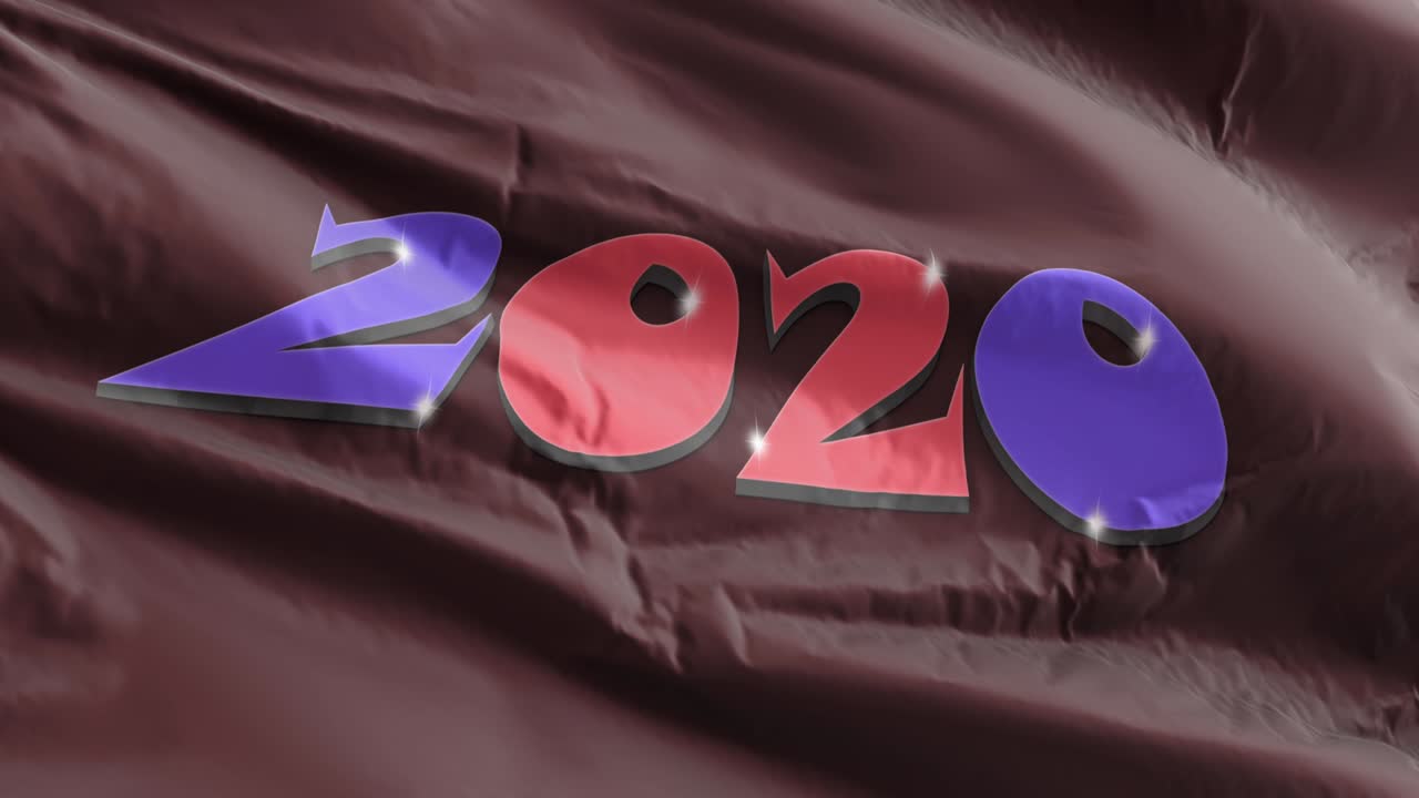 2020 video 4K animation flag with waving effect. Looking forward to new year future