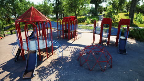 a colorful playground in a park with sunny day