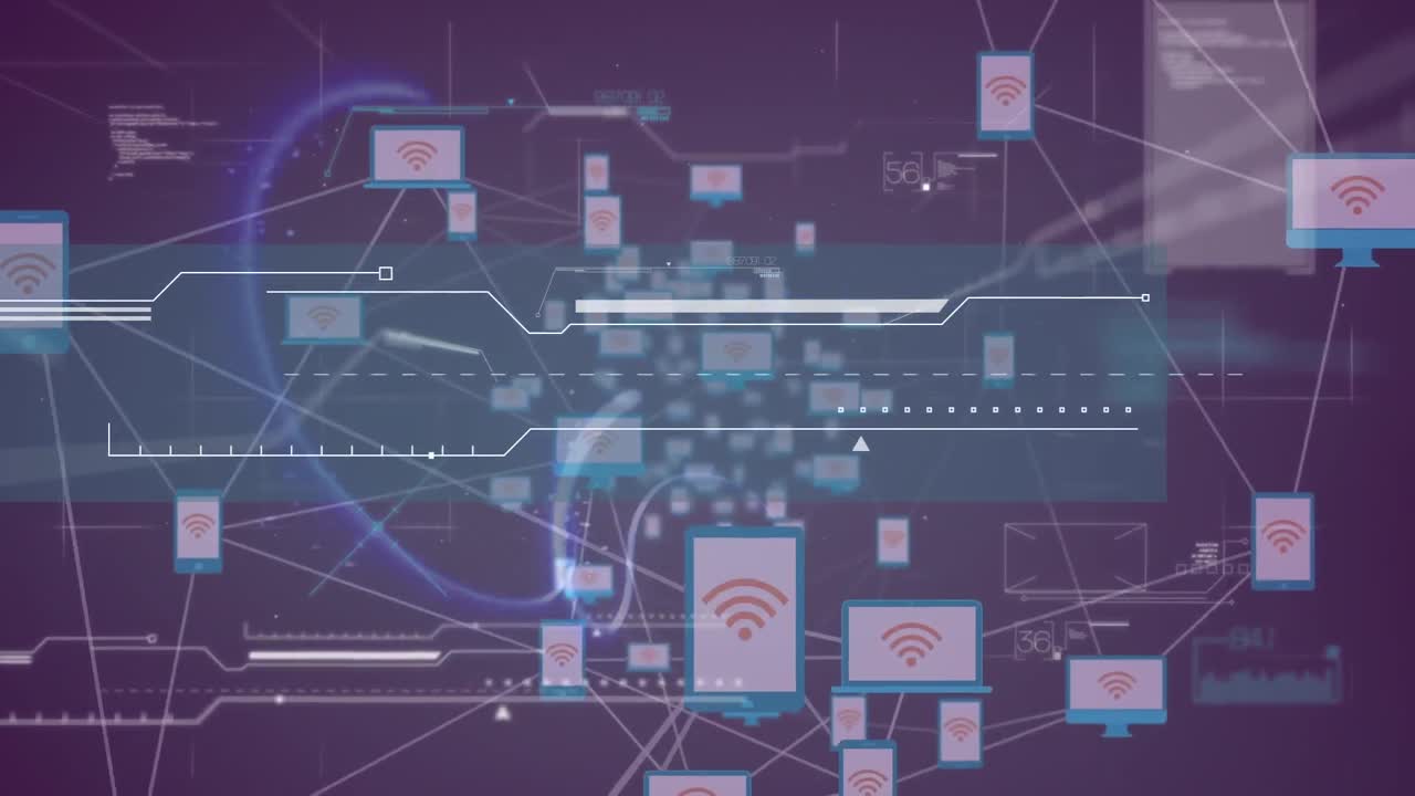 animación de rastros luminosos sobre una red de conexiones sobre fondo negro