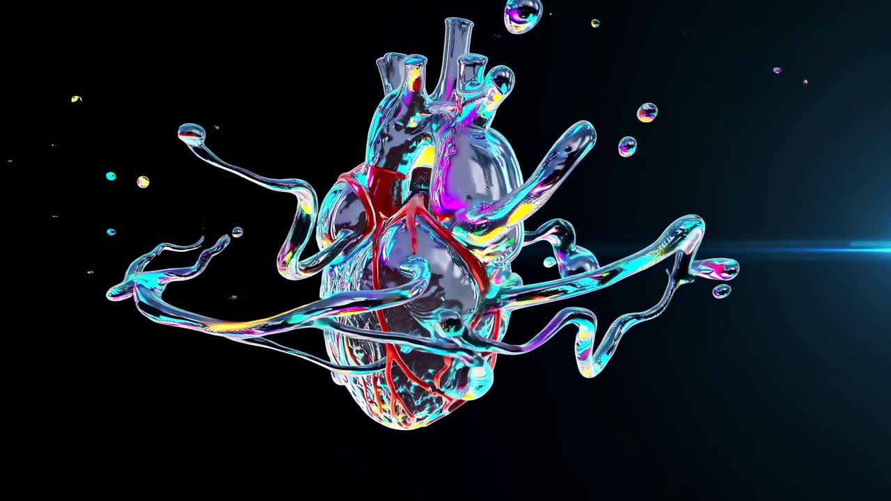 Abstract Colorful 3D Heart Illustration