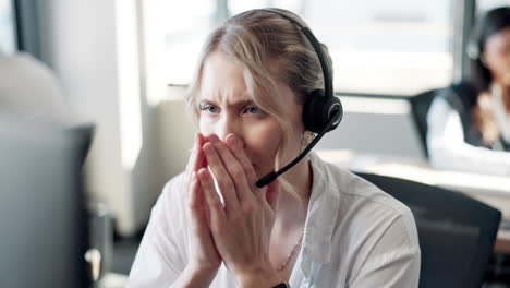 stressed customer service representative in the office