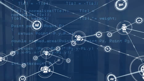 Animation-Eines-Netzwerks-Von-Verbindungen-Mit-Symbolen-über-Computerserver