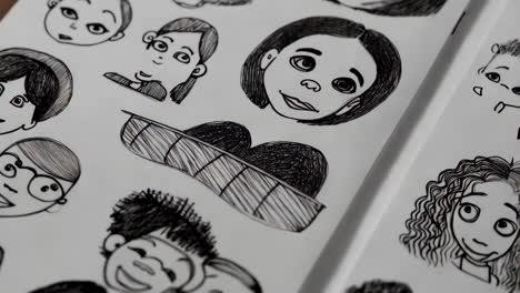 collection of diverse hand-drawn cartoon faces