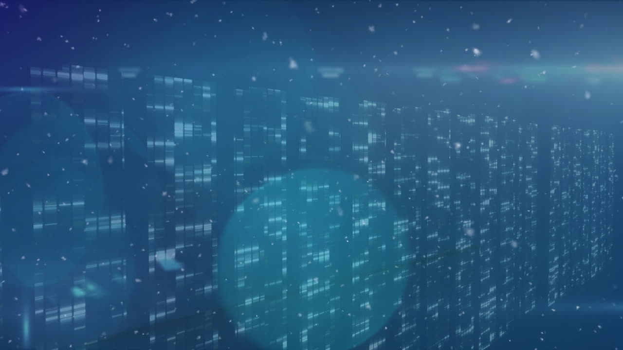 Animation of light spots over blue background