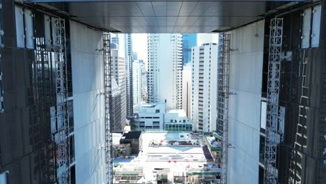 Close up ascending shot of Brisbane&#039;s City Queens Wharf Casino development