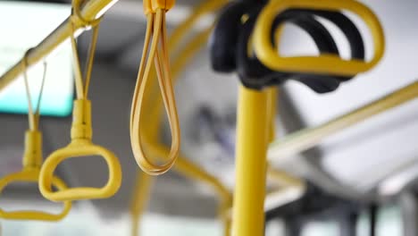 bus interior with handrails