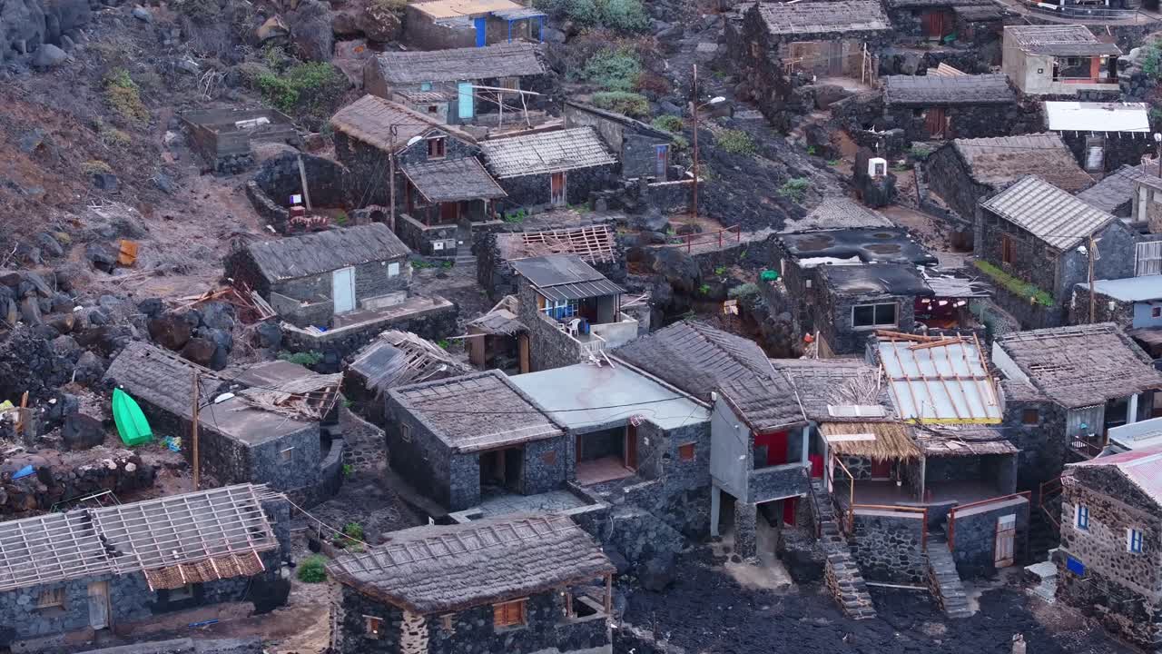 화산 돌 마을의 드론, 독특한 시골 건축, 엘 히에로, 스페인