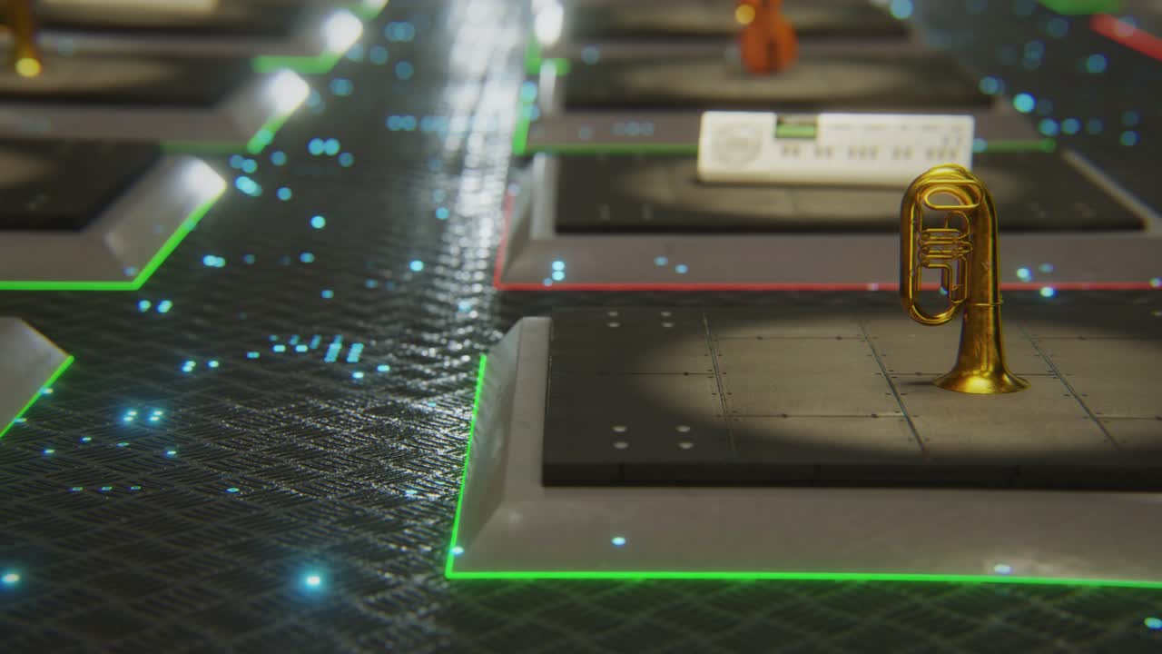 평평한 스타일의 음악 악기의 4k 비디오