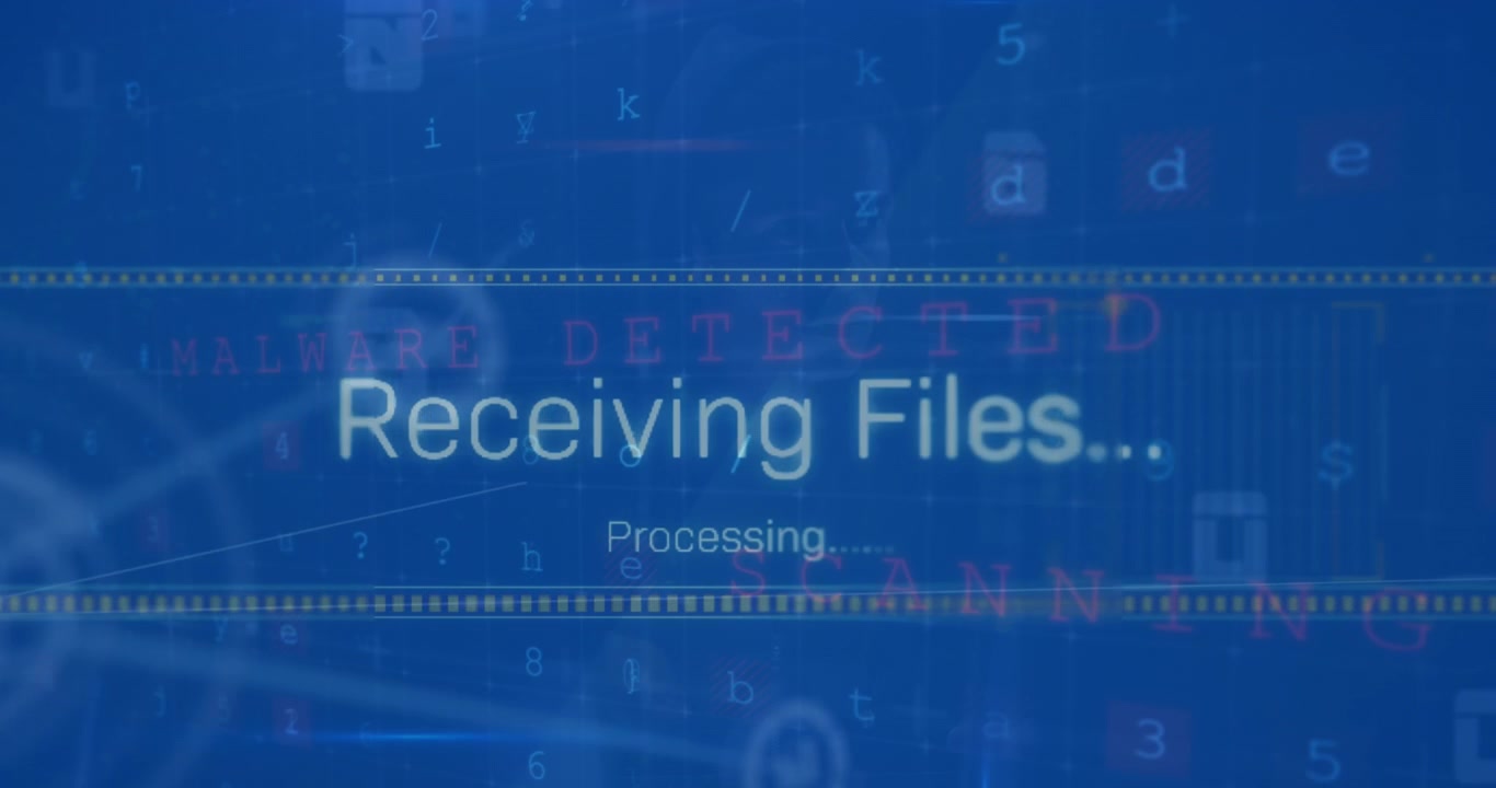 Animation of receiving files text and data processing