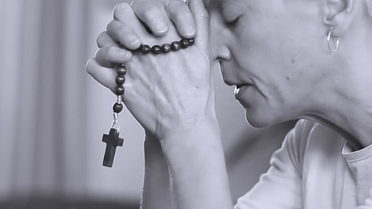 praying to God with hands together with people stock video stock footage