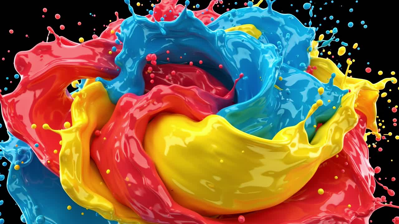 Vivid, colorful splashes of paint come together to form a breathtaking explosion, showcasing a stunning and dynamic artistic display