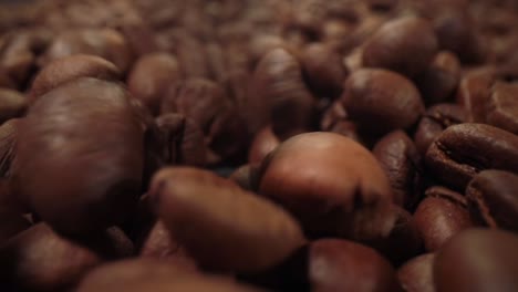 сoffee beans are falling close-up