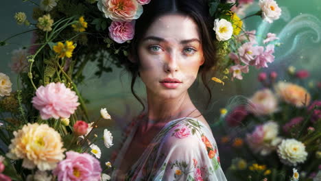 ethereal woman with floral adornments