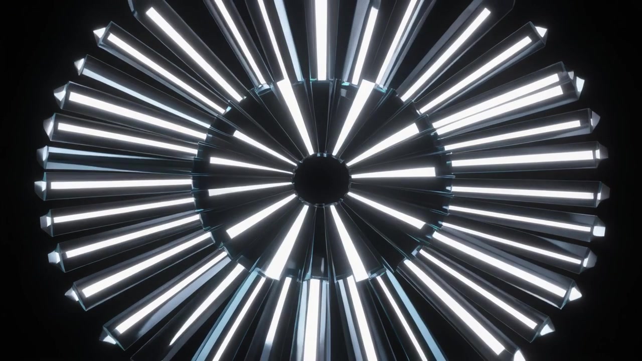 Abstract Rotating Crystal Structure with Glowing Light Effects