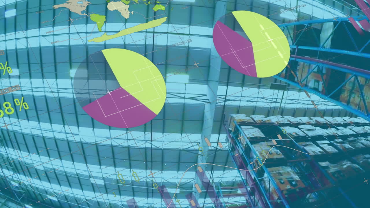 composición digital del procesamiento de datos estadísticos en comparación con el almacén en segundo plano