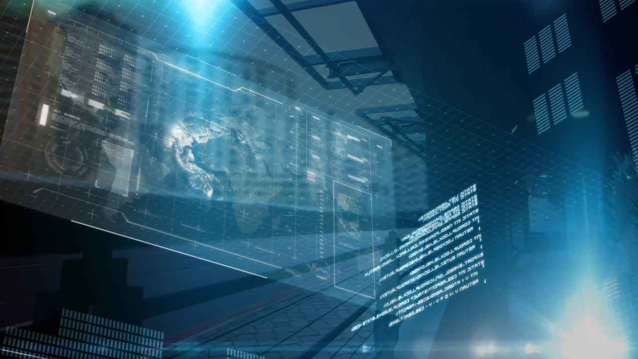 pantalla futurista que proyecta un globo giratorio