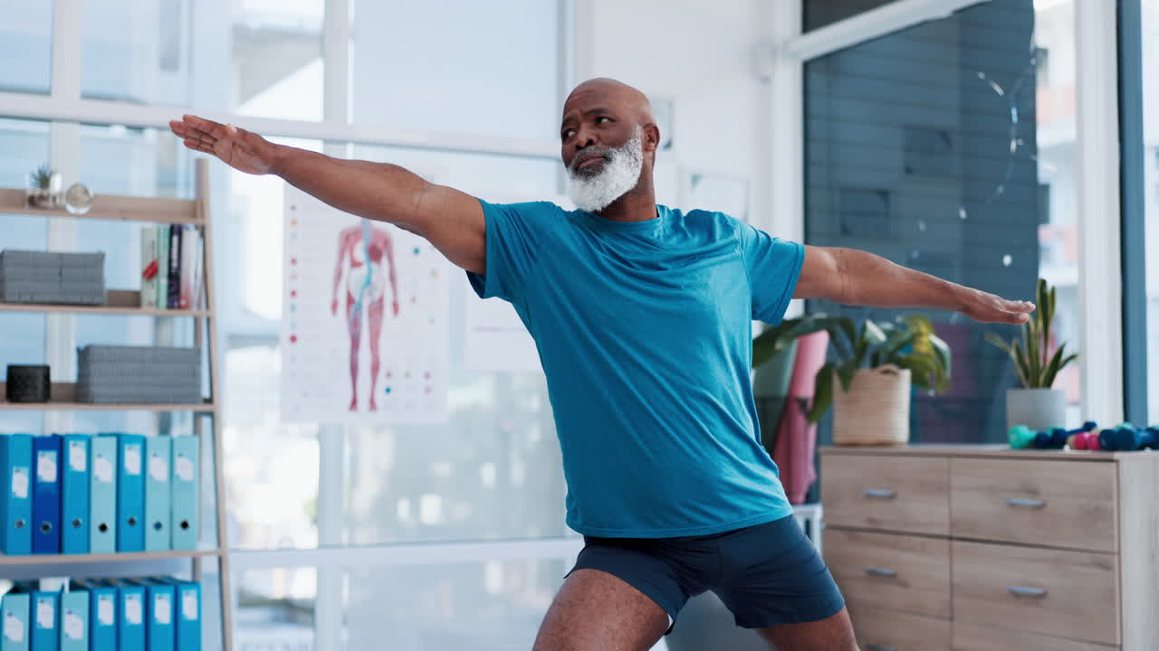 Exercise, yoga and rehabilitation with a senior