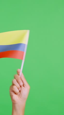 hand waving a pennant of a colombian national flag
