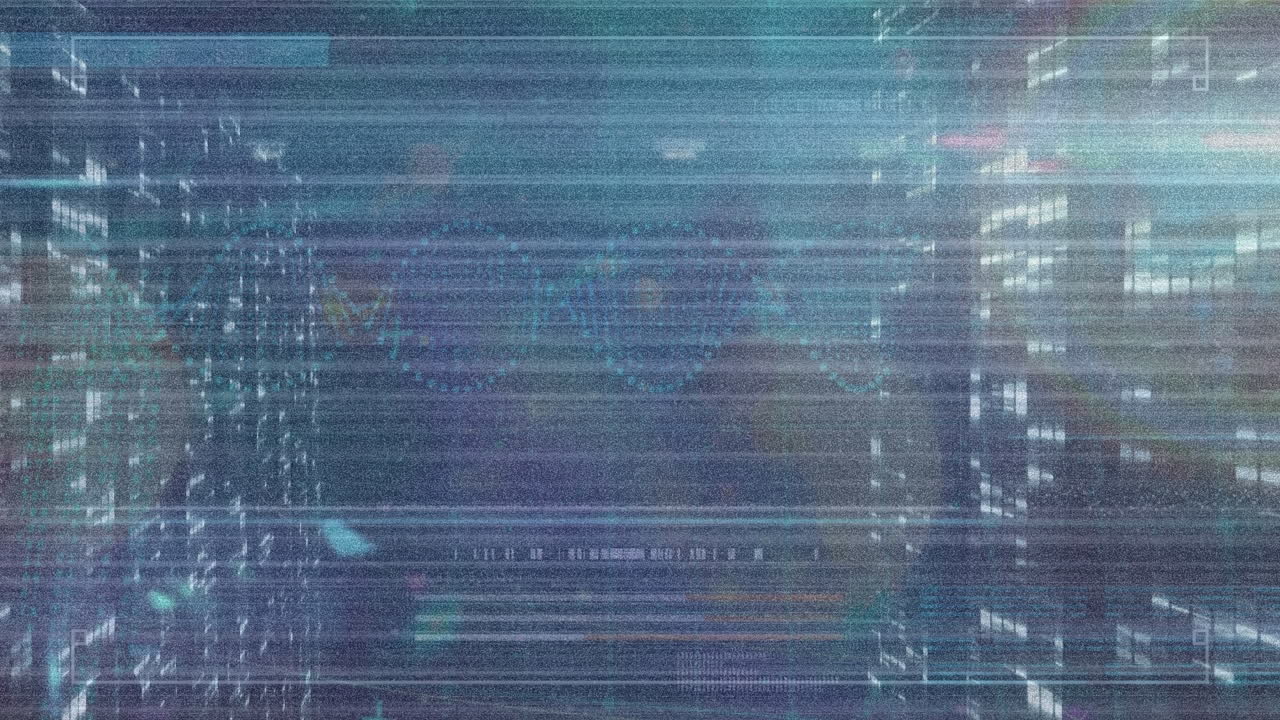 animación de adn sobre fondo digital con procesamiento de datos