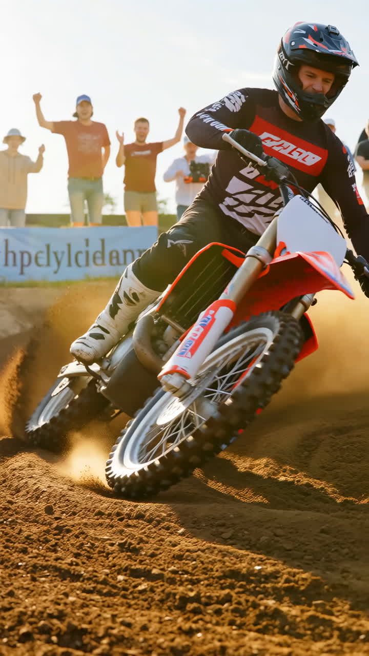Motocross Rider Kicking Up Dust During a Race