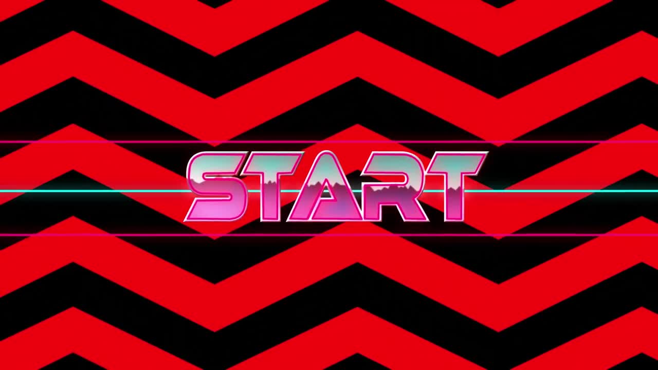 Animation of start text on black and red background