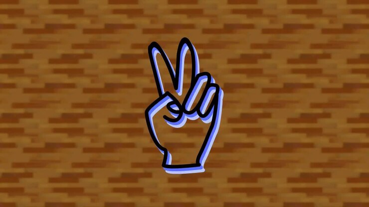 Animazione di mano con il segno della pace verde al neon, su sfondo di muro di mattoni digitale