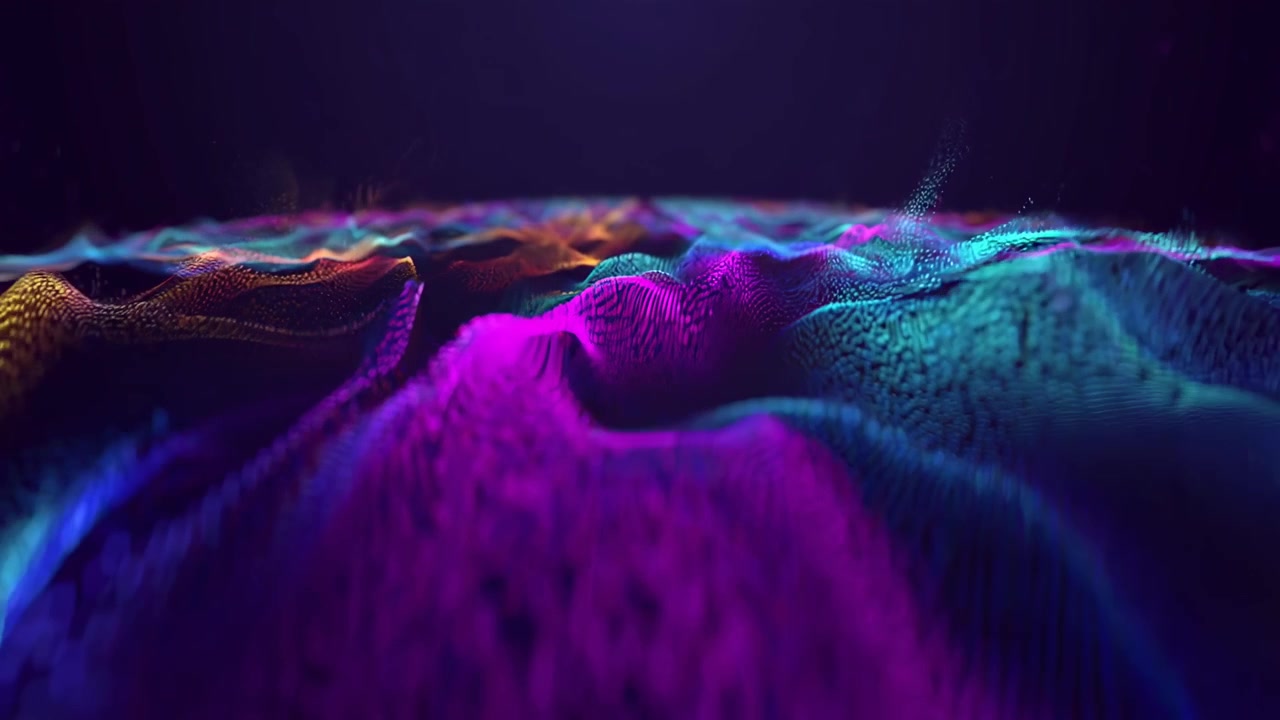 Abstract Digital Wave of Glowing Particles in Motion