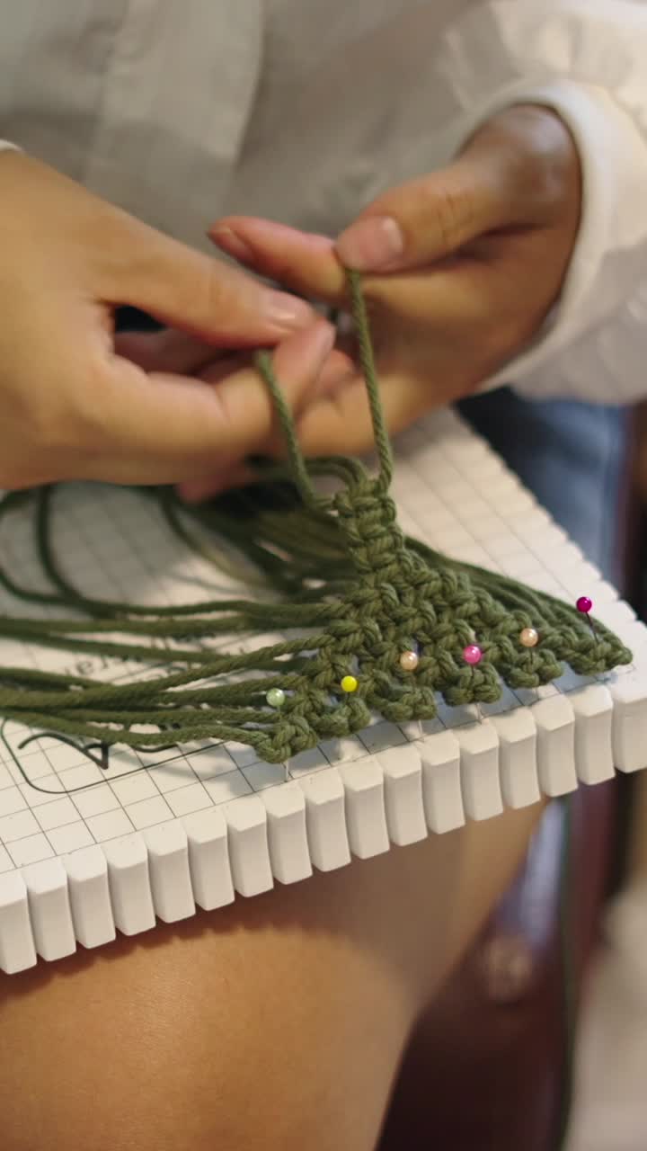 Macrame knotting craft project