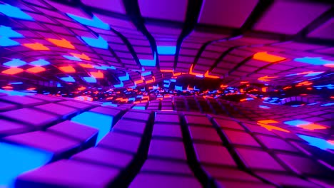 cubos geométricos abstractos superficie ondulante con luces brillantes futurista, renderización en 3d