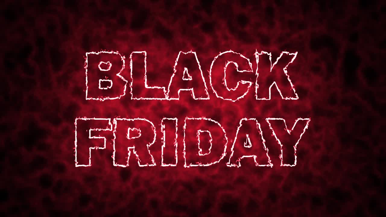 블랙 프라이데이 화려한 애니메이션, 불 효과와 함께 블랙 프리데이, 판매 홍보 개념
