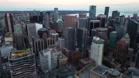 vancouver british columbia high aerial push in atop skyline