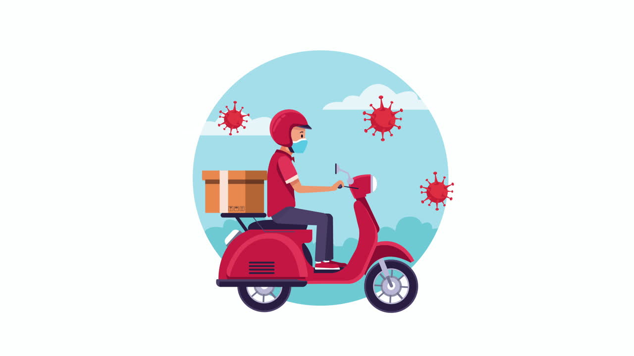 Motosikletli kurye hizmeti animasyonu