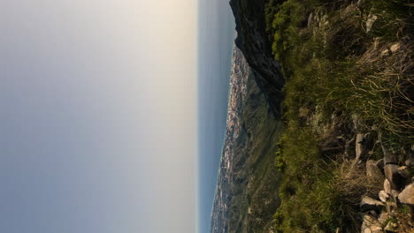 4k-Vertical-shot-of-hiking-mountains-in-summer