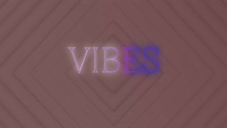 animation of neon vibes text over white squares