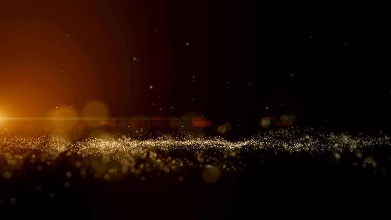 빛나는 입자 오렌지 검은 따뜻한 배경.