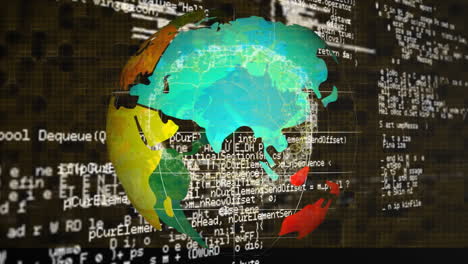 animation of globe and human brain over data processing