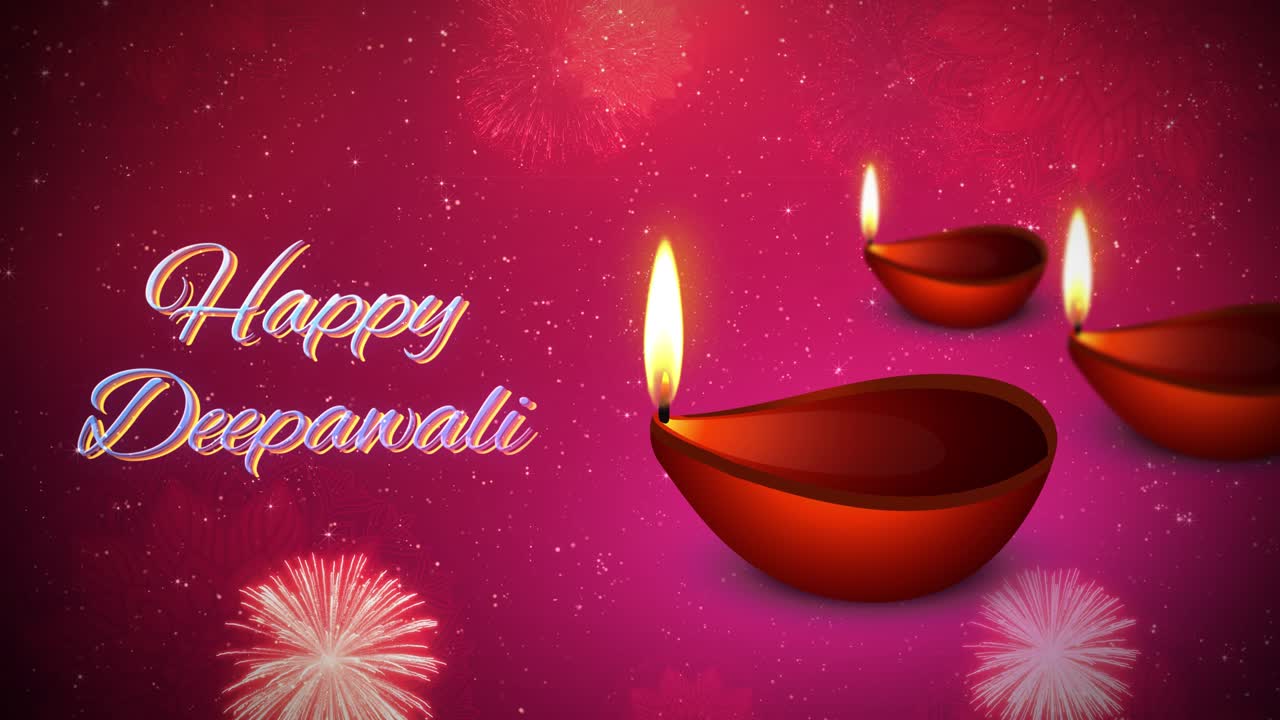 Greeting of happy indian festival diwali dipawali festival of lights loop background animation diya