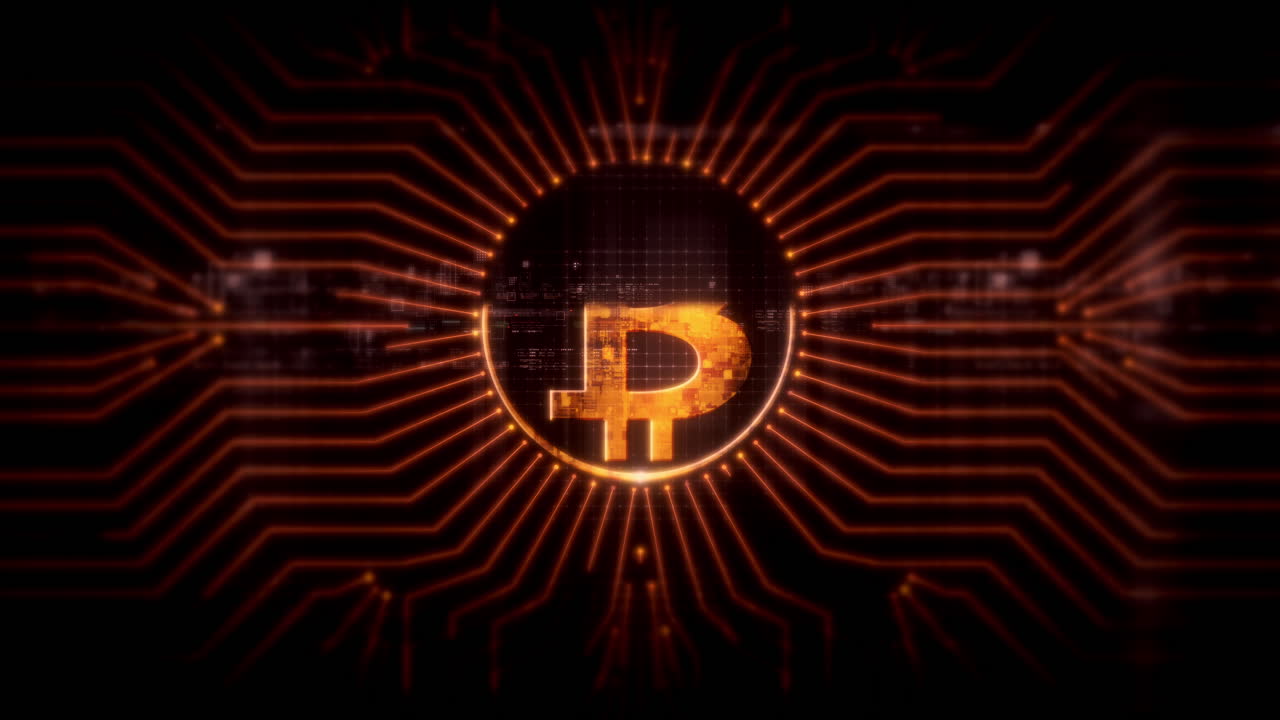 fondo digital futurista que destaca la tecnología avanzada de criptomoneda y cifrado, con redes blockchain y sistemas criptográficos seguros: bitcoin