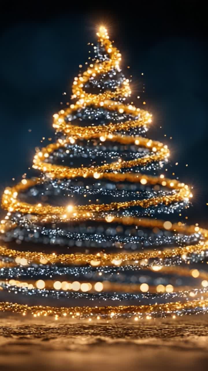 Uno splendido albero di Natale che irradia allegria festiva con luci scintillanti e un bagliore magico, perfetto per celebrare le feste con famiglia e amici