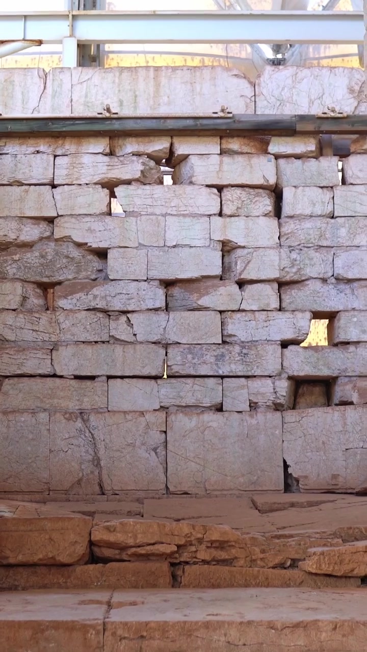 Restoration of Temple of Apollo Epicurius ruins at Bassae with columns and scaffolding