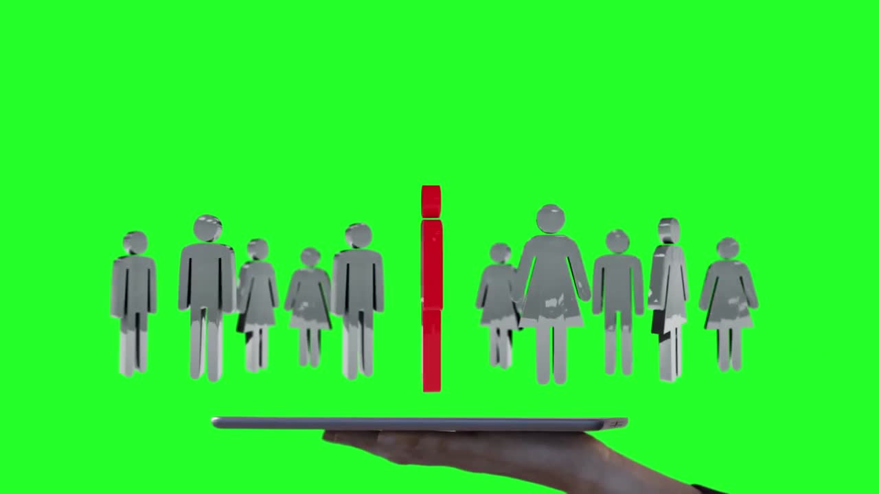 태블릿을 사용하여 홀로그램을 보는 사업가