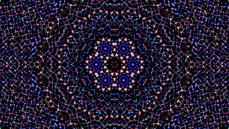 abstract kaleidoscope pattern with red blue colors. magic mandala. 4k