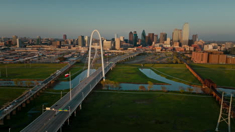 skyline with the margaret hunt hill bridge