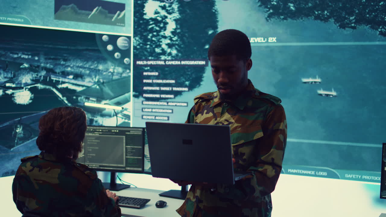 National guard machinist managing cybersecurity measures to protect government