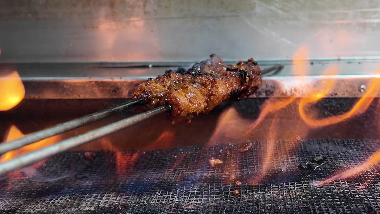 Grilled Meat Skewers on a Spit